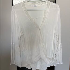 Mittoshop White Lace Accent Blouse